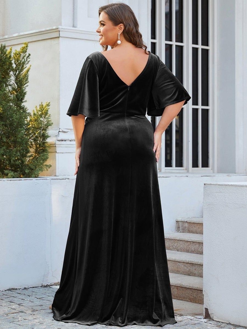 NWT Ever Pretty Velvet Double V Neck Maxi Bridesmaid Dress - Picture 10 of 12